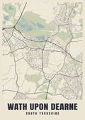 Street map poster of Wath upon Dearne, South Yorkshire