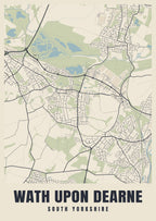 Street map poster of Wath upon Dearne, South Yorkshire