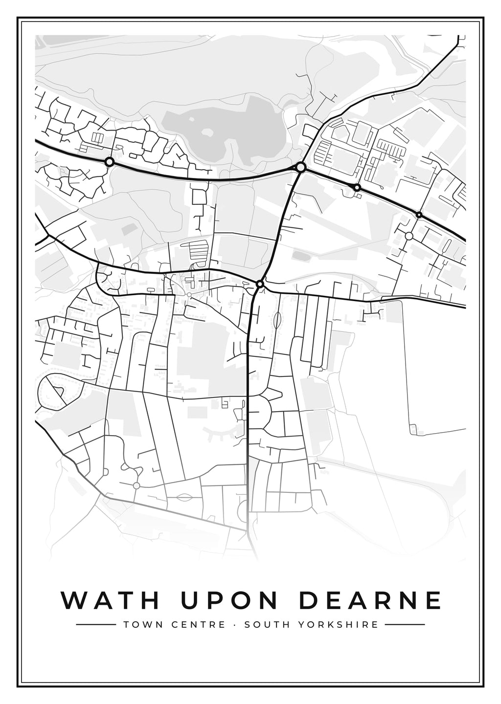 Street map poster of Wath upon Dearne town centre, South Yorkshire