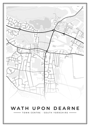 Wath upon Dearne Town Centre Street Map Poster