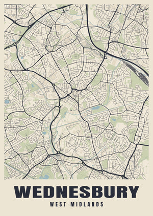 Wednesbury Street Map Poster