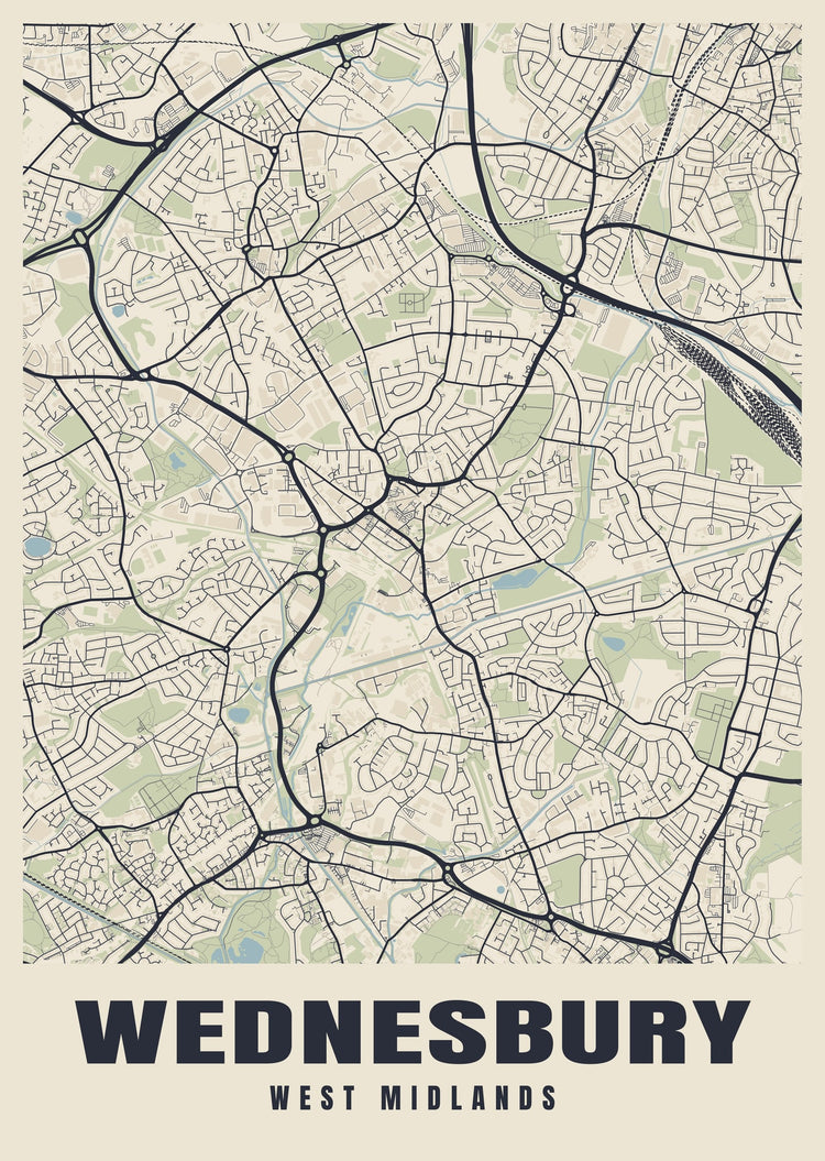 Wednesbury Street Map Poster
