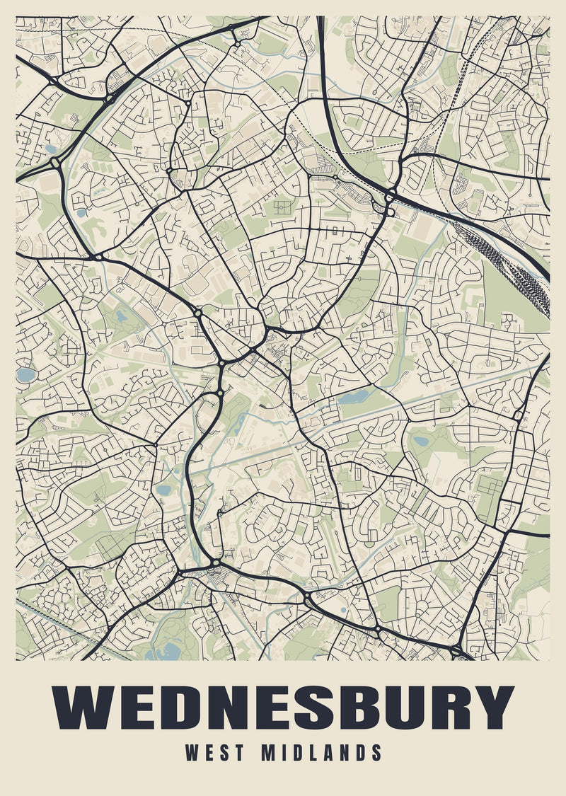 Wednesbury Street Map Poster