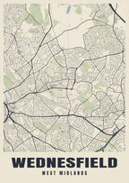 Street map poster of Wednesfield, West Midlands