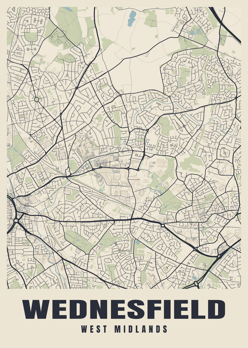 Wednesfield Street Map Poster