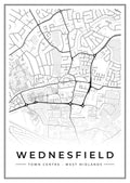 Street map poster of Wednesfield town centre, West Midlands