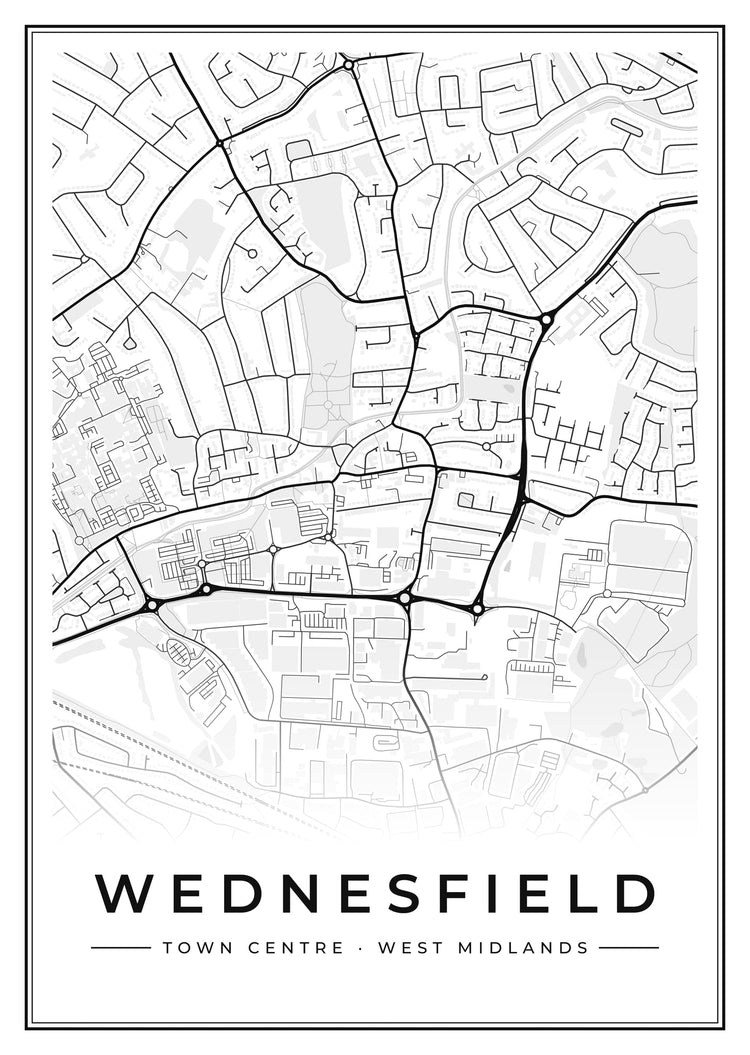 Wednesfield Town Centre Street Map Poster