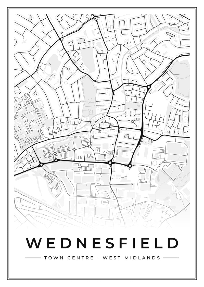 Wednesfield Town Centre Street Map Poster