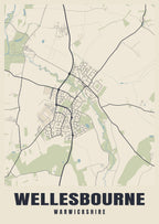 Street map poster of Wellesbourne, Warwickshire
