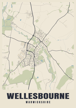 Wellesbourne Street Map Poster