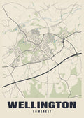 Street map poster of Wellington, Somerset
