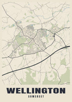 Street map poster of Wellington, Somerset