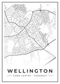 Street map poster of Wellington town centre, Somerset