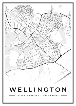 Wellington Town Centre Street Map Poster