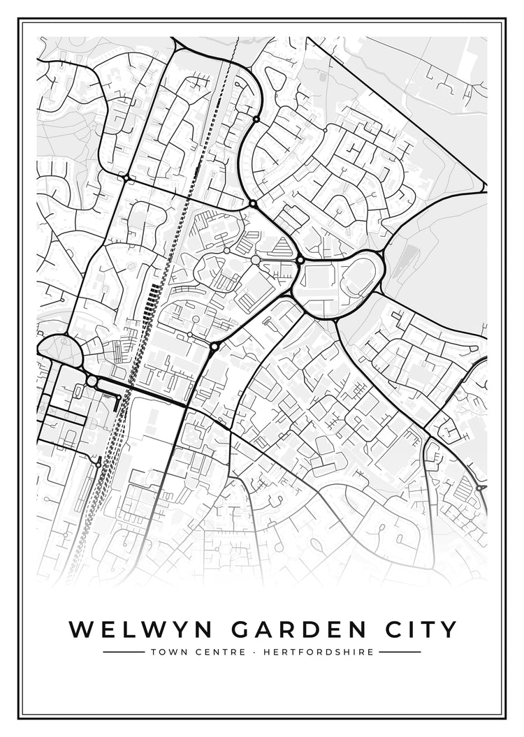 Welwyn Garden City Town Centre Street Map Poster