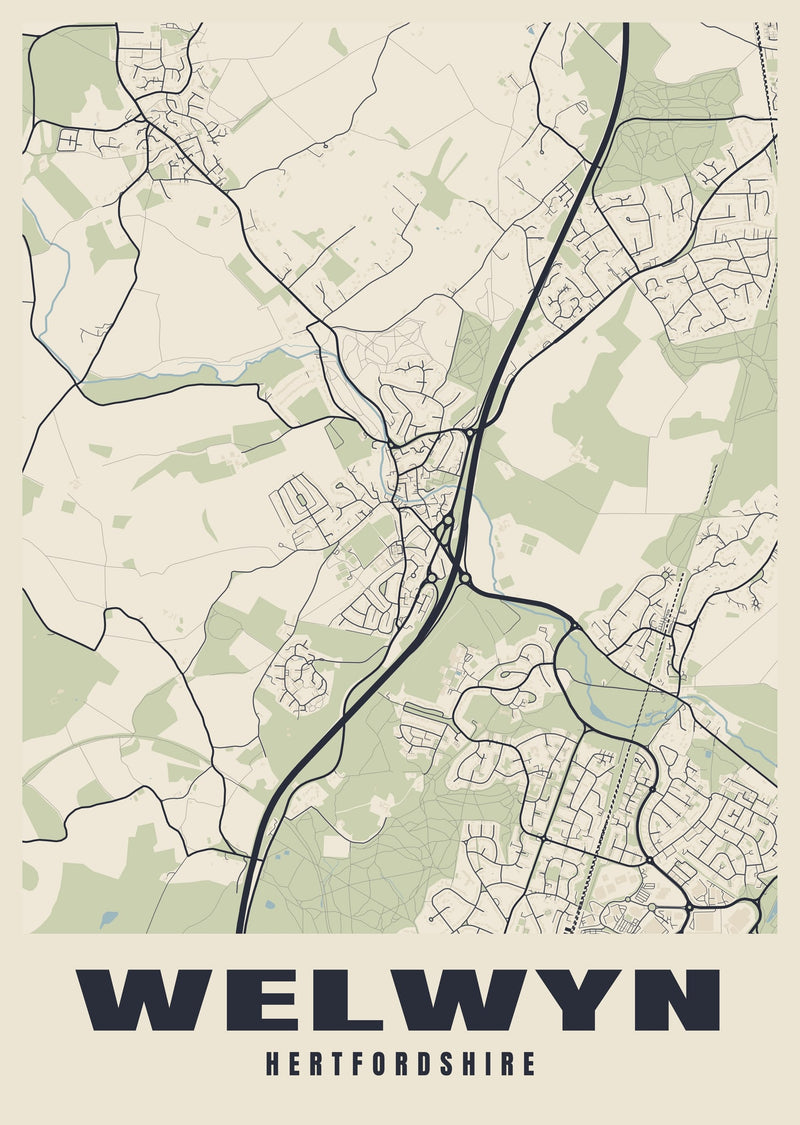 Welwyn Street Map Poster