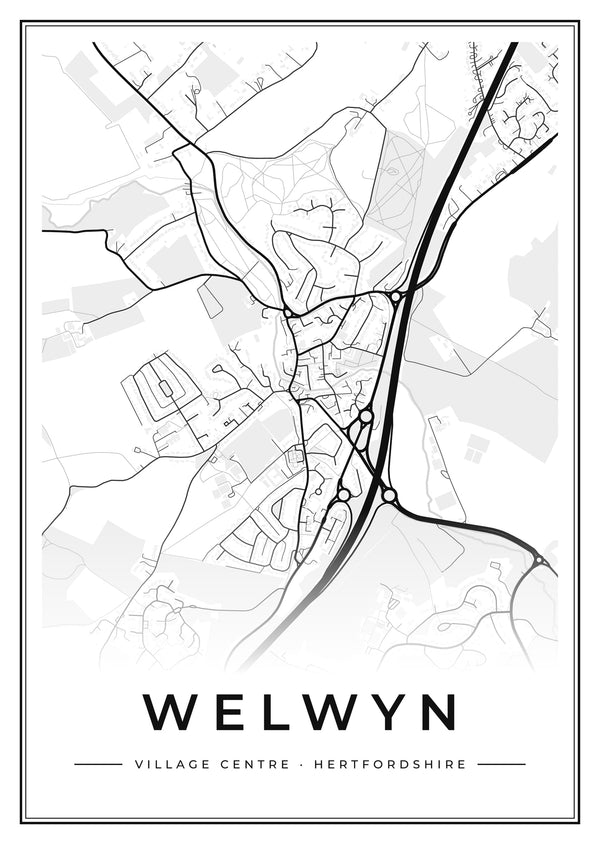 Welwyn Village Centre Street Map Poster