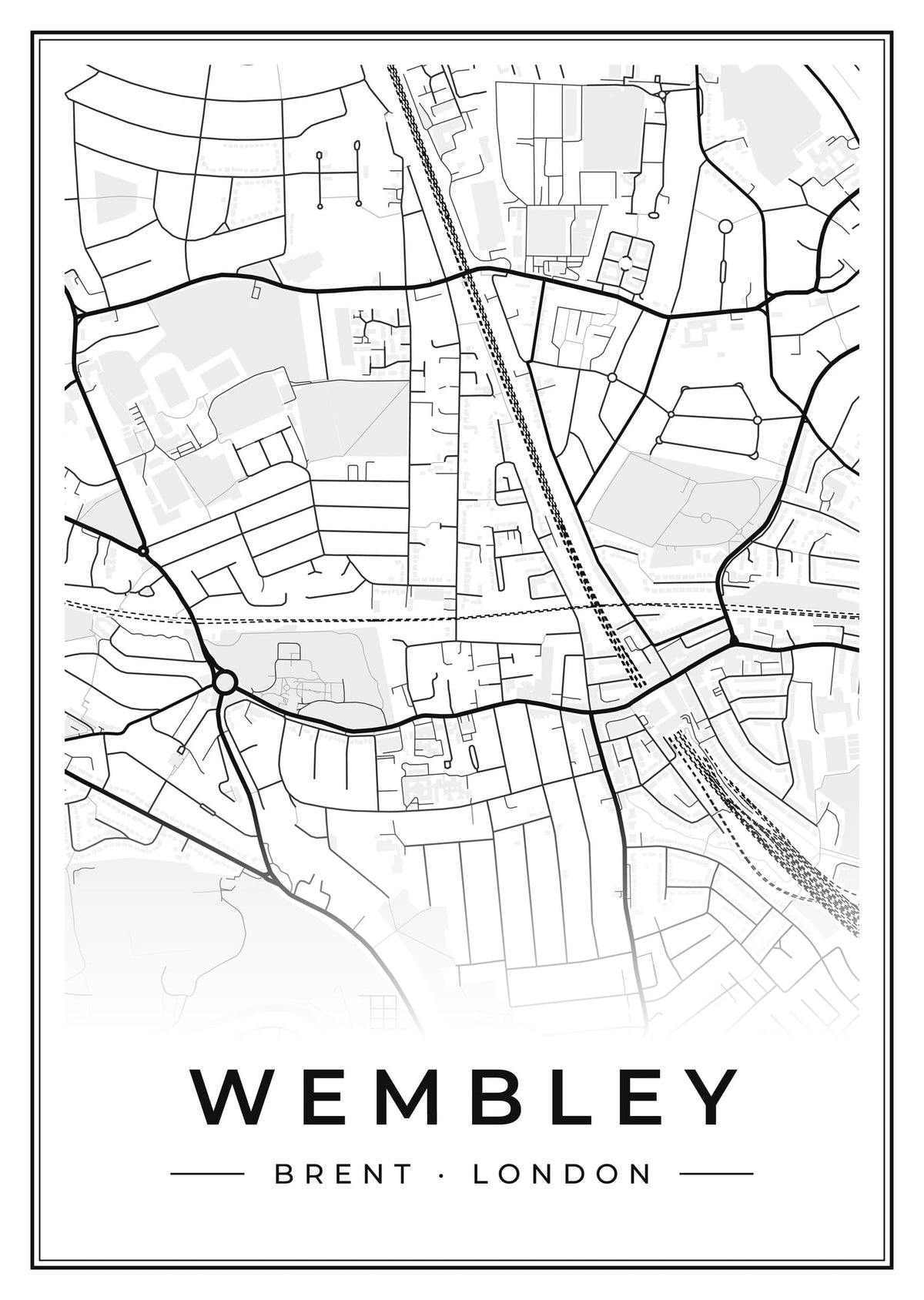 Street map poster of Wembley, Brent, London