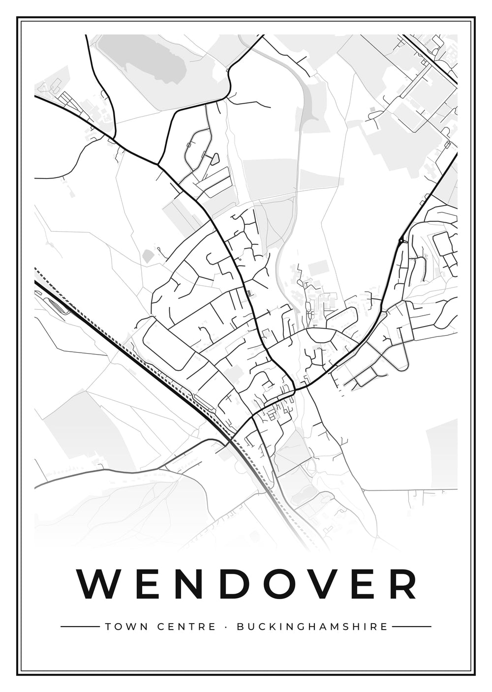 Wendover Town Centre Street Map Poster