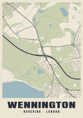 Heritage street map poster of Wennington, Havering, London