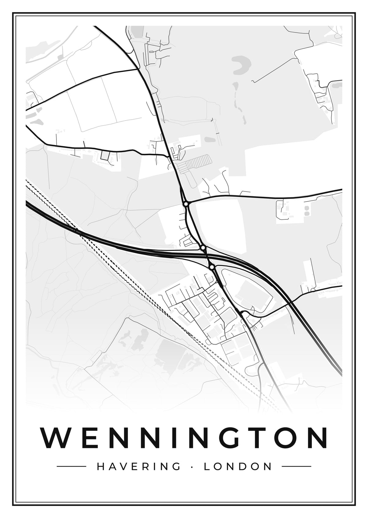 Street map poster of Wennington, Havering, London