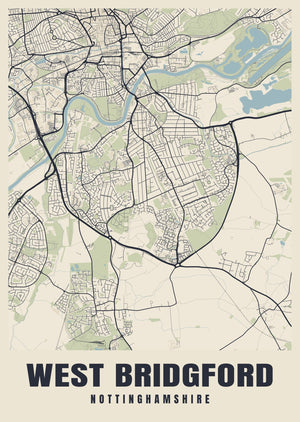 West Bridgford Street Map Poster