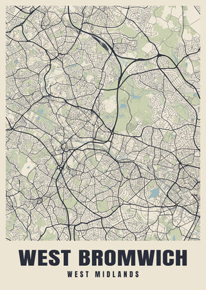 West Bromwich Street Map Poster