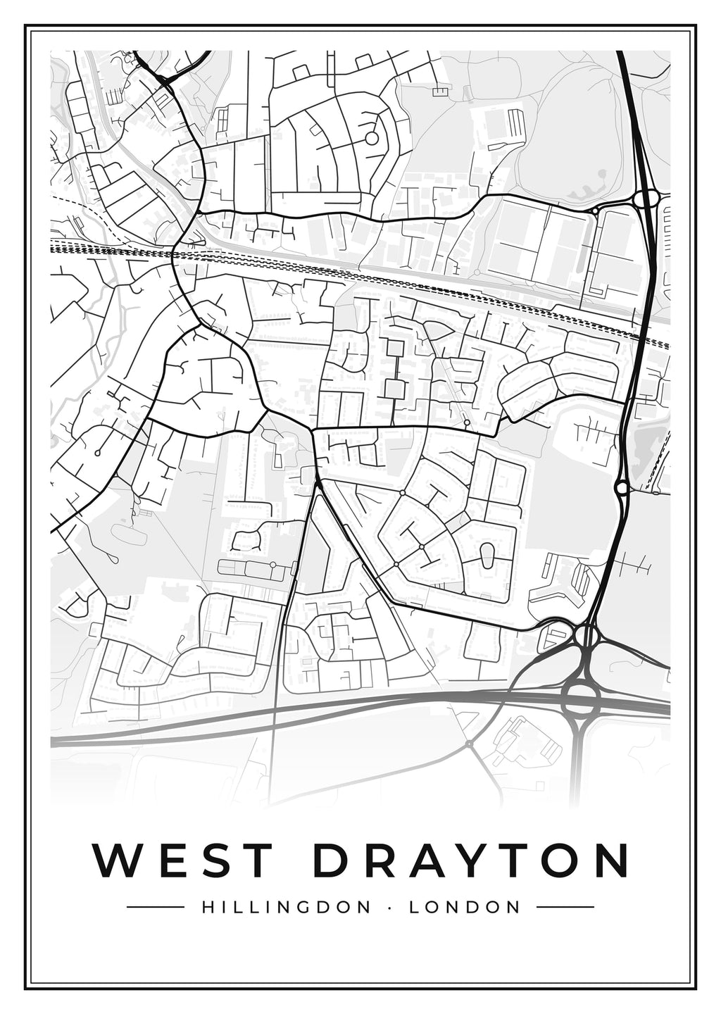 Street map poster of West Drayton, Hillingdon, London