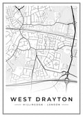 Street map poster of West Drayton, Hillingdon, London