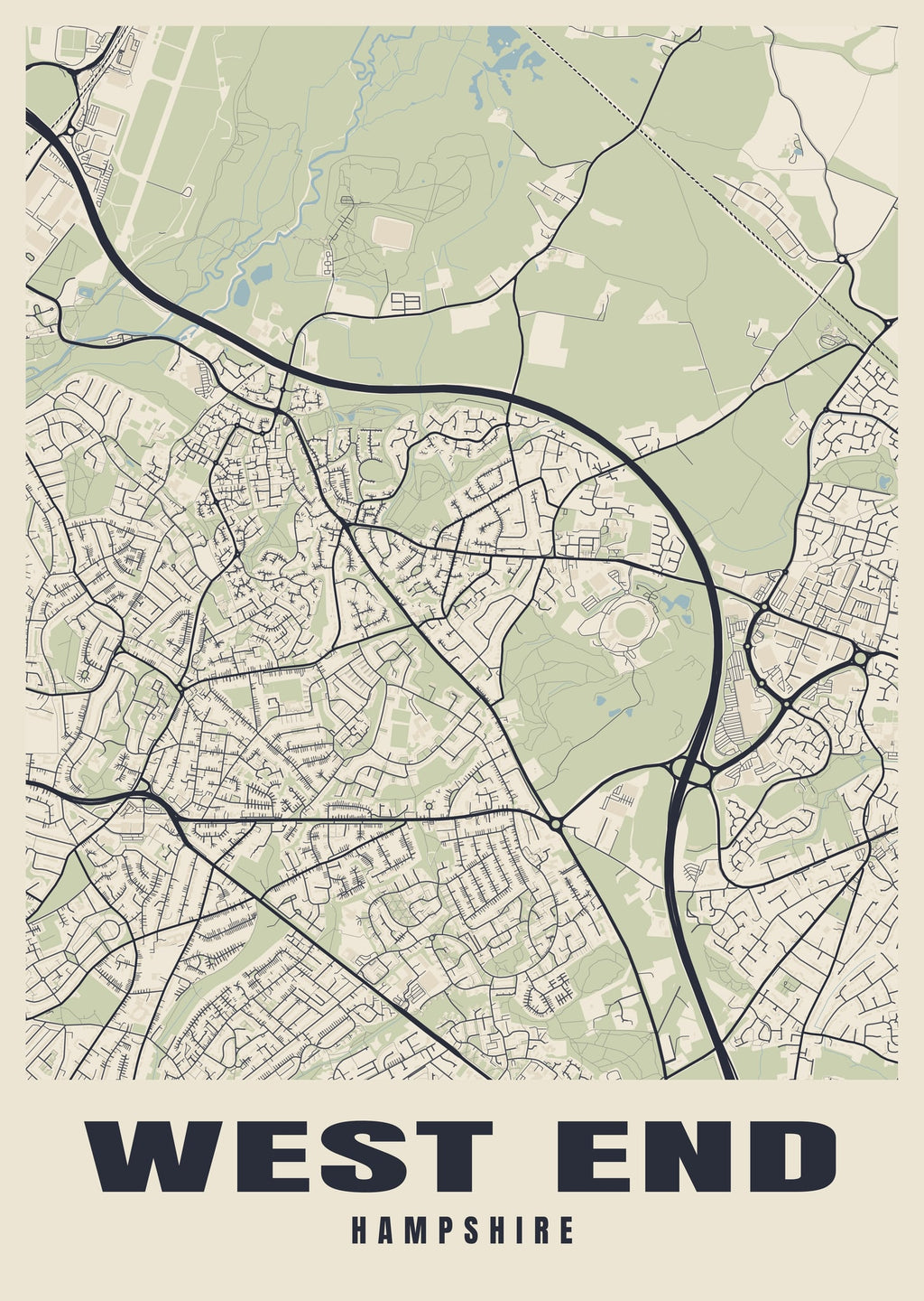 Street map poster of West End, Hampshire