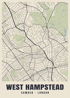 Heritage street map poster of West Hampstead, Camden, London