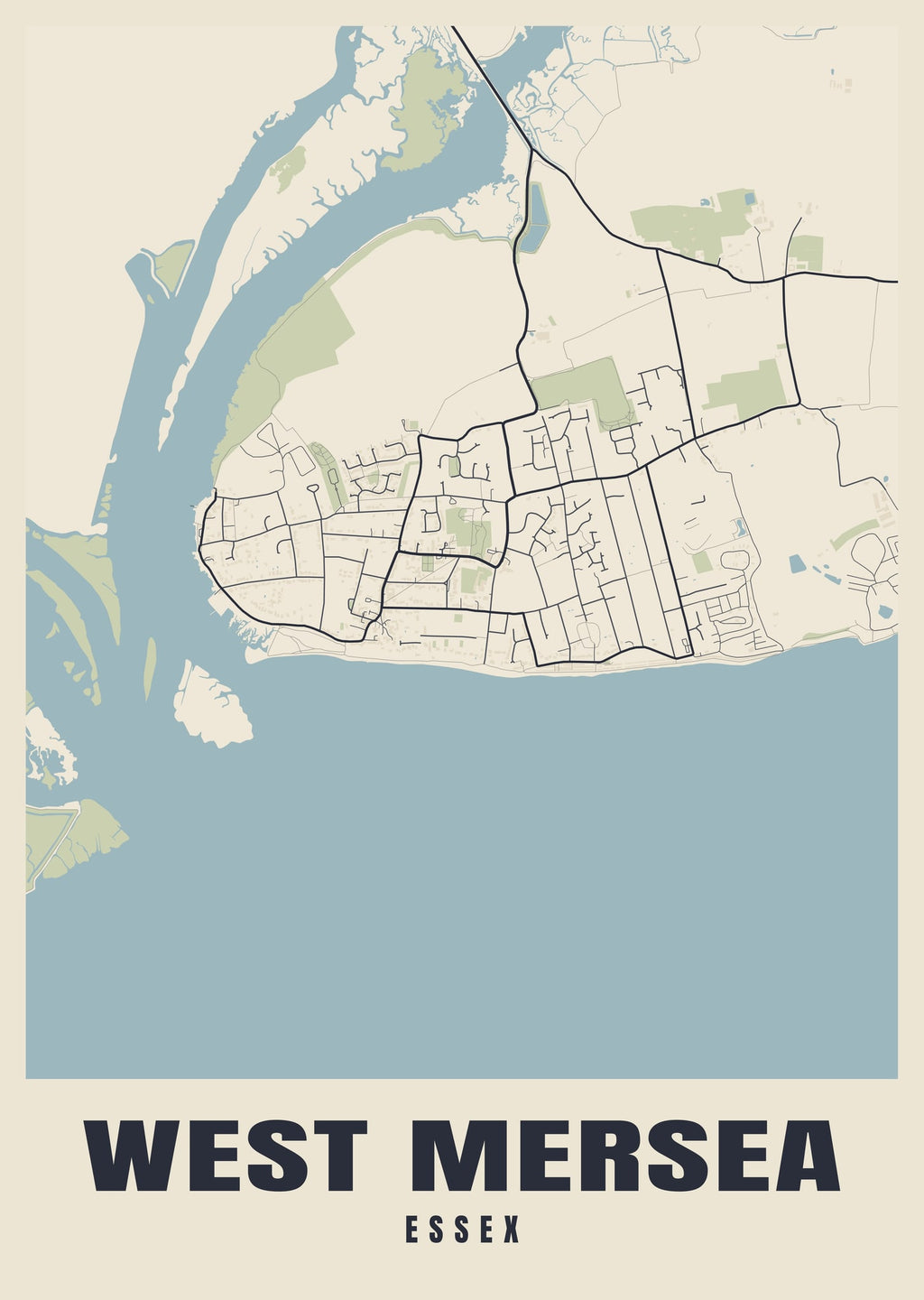 Street map poster of West Mersea, Essex