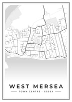 Street map poster of West Mersea town centre, Essex