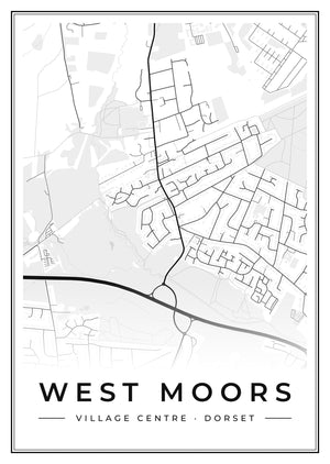 West Moors Village Centre Street Map Poster