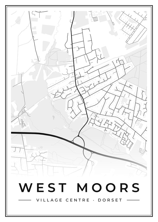 West Moors Village Centre Street Map Poster