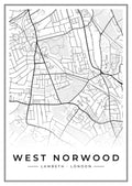 Street map poster of West Norwood, Lambeth, London