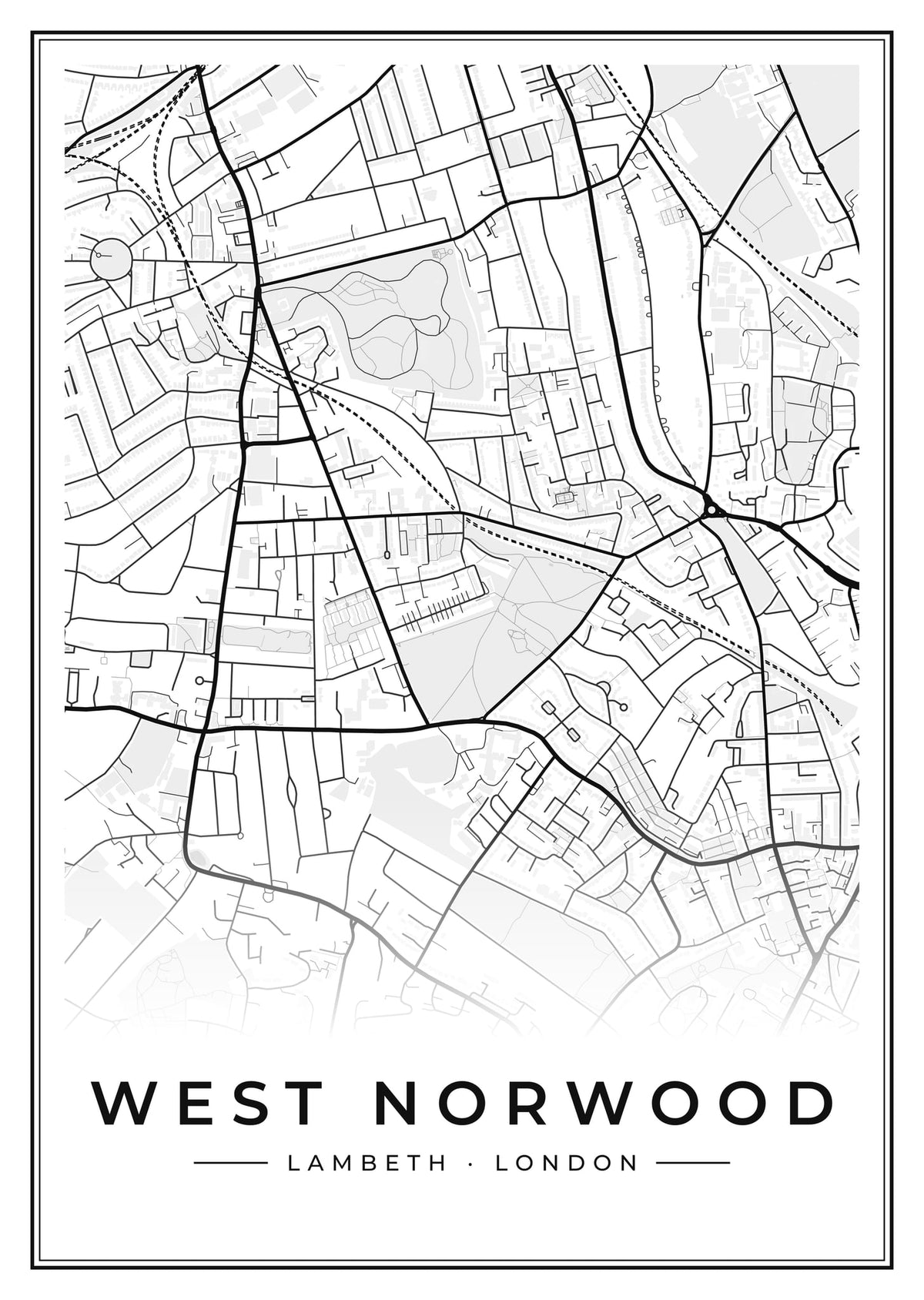 Street map poster of West Norwood, Lambeth, London