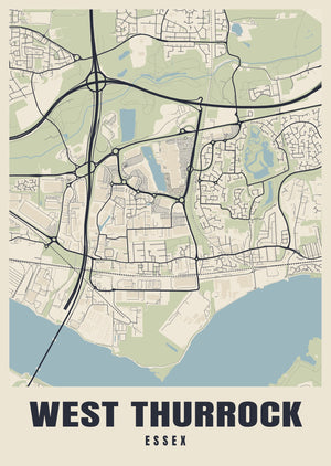 West Thurrock Street Map Poster