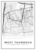 Street map poster of West Thurrock town centre, Essex