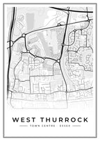Street map poster of West Thurrock town centre, Essex