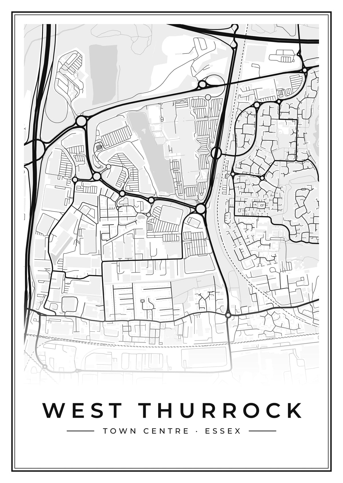Street map poster of West Thurrock town centre, Essex