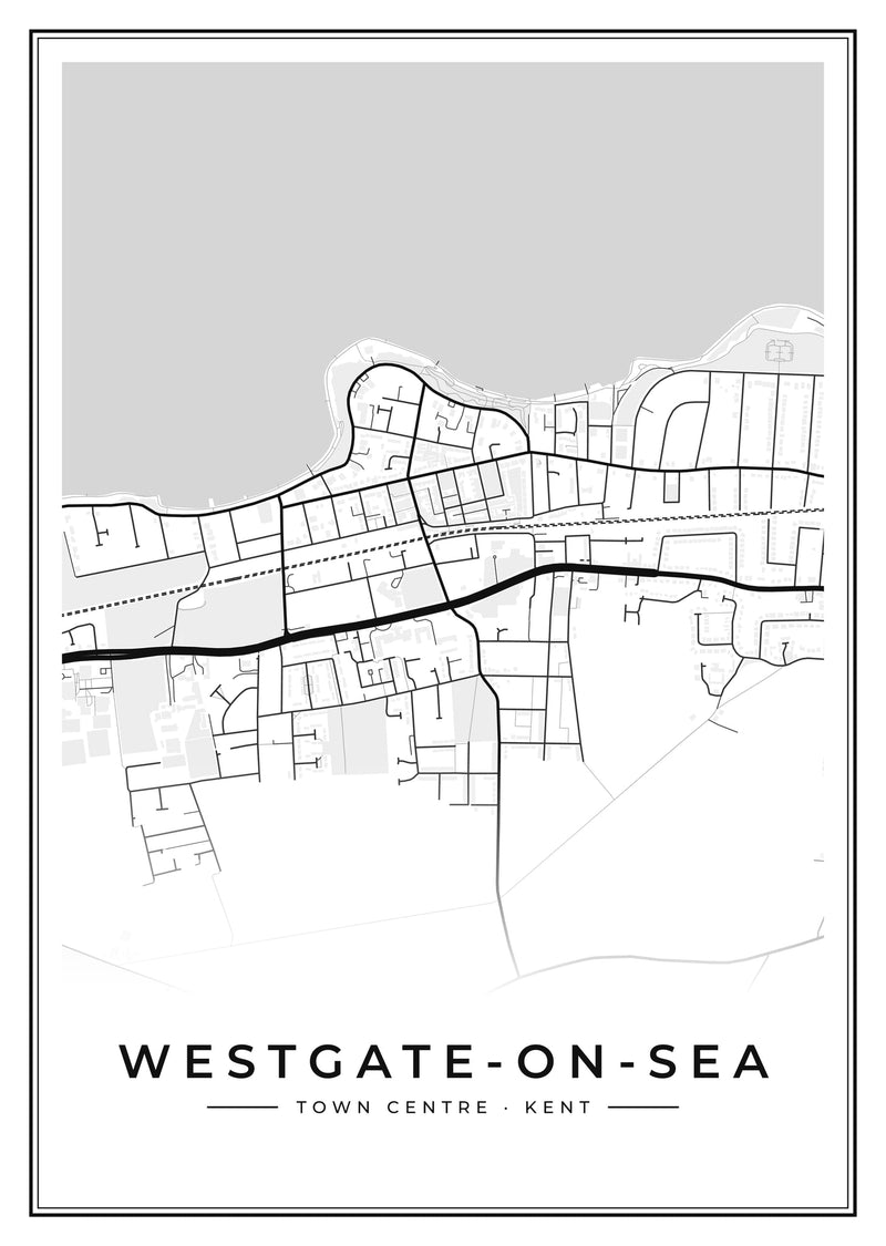 Westgate-on-Sea Town Centre Street Map Poster