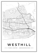 Street map poster of Westhill town centre, Aberdeenshire