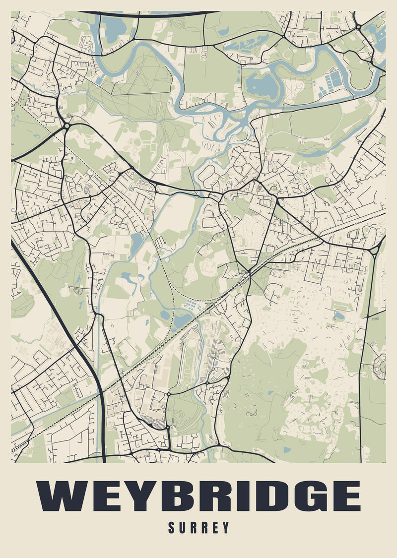 Weybridge Street Map Poster