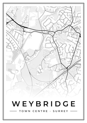 Weybridge Town Centre Street Map Poster