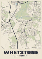Street map poster of Whetstone, Leicestershire