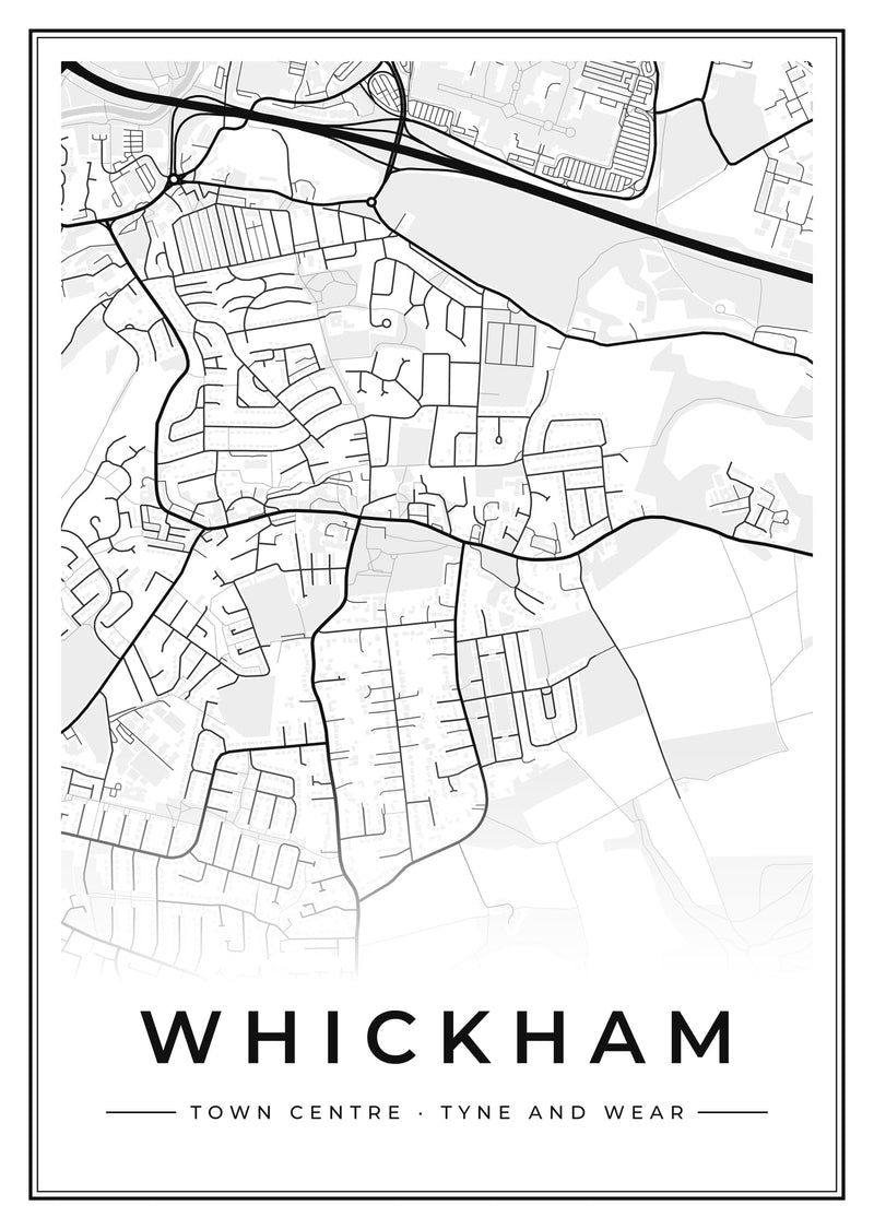 Whickham Town Centre Street Map Poster