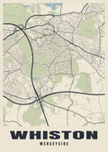 Street map poster of Whiston, Merseyside