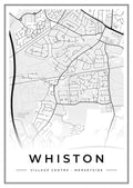 Street map poster of Whiston village centre, Merseyside