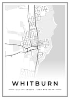 Street map poster of Whitburn village centre, Tyne and Wear